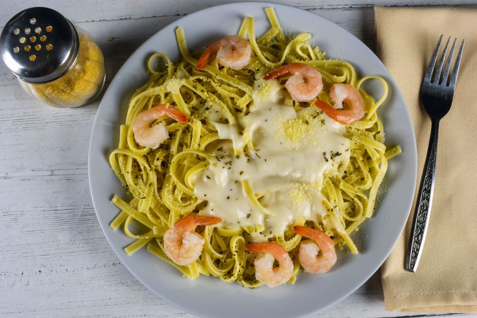 Shrimp and Scallop Pasta with Tomato Cream Sauce